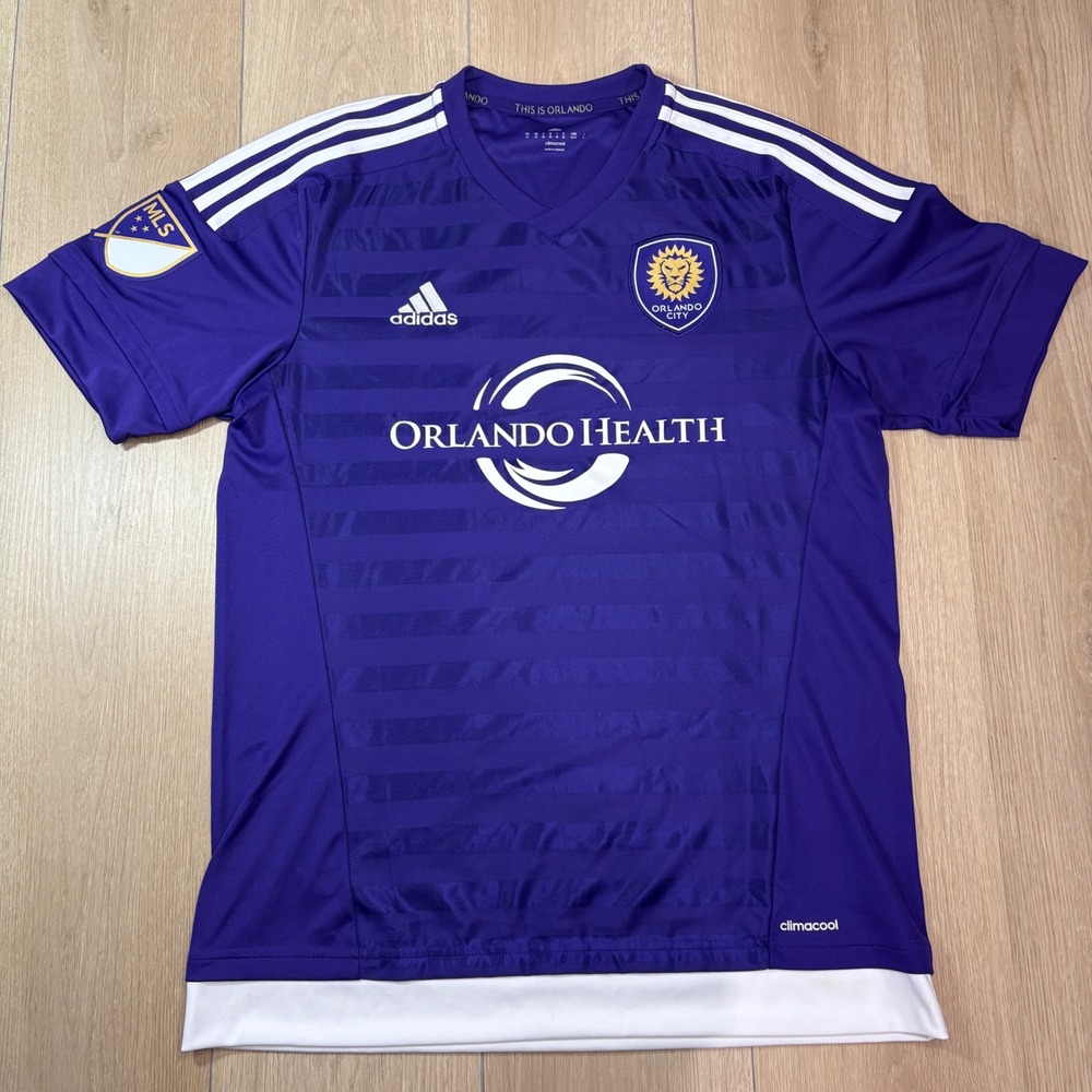 Adidas Orlando City SC MLS Soccer Jersey Mens Medium Purple Climacool Shirt